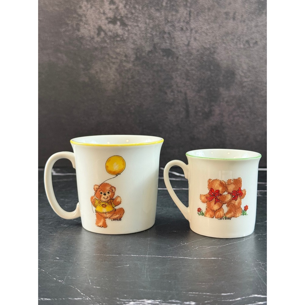 VTG PAIR (2) 1979 Lucy Rigg Rigglets ~ Lucy & Me Enesco Bear Mugs Baby Cups